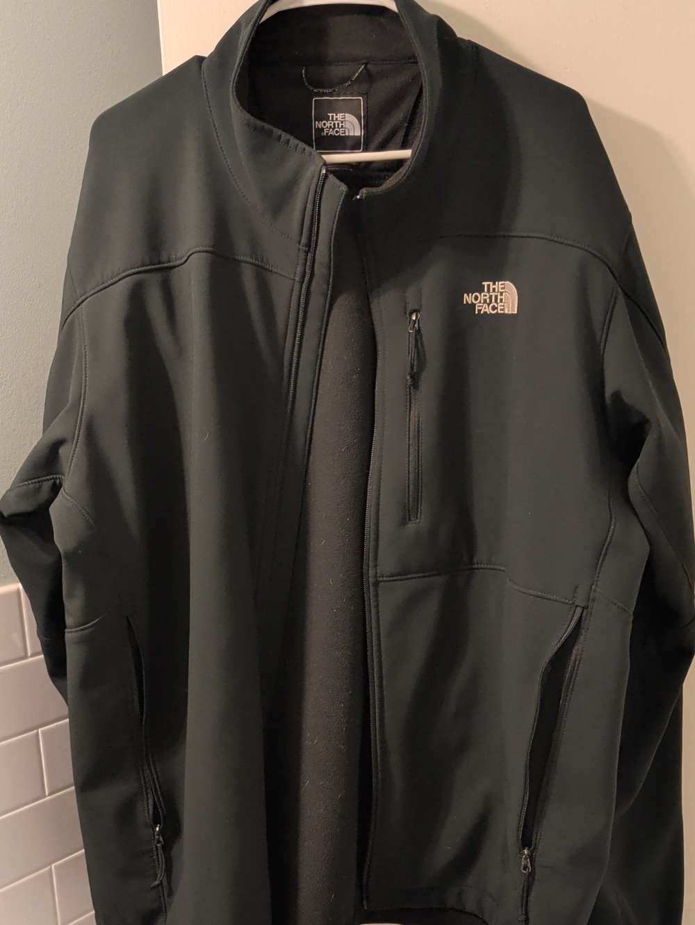 The North Face Men's Black Softshell Jacket with Chest Logo